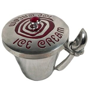 Wild Eye‎ Designs Aluminum 1 Pint Ice Cream Container Red Jewel w/ Lid & Spoon